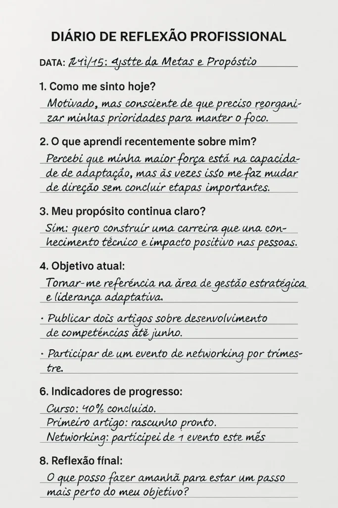 Objetivo e Meta Profissional: Convergência Estratégica 3 Diario de Reflexao Profissional